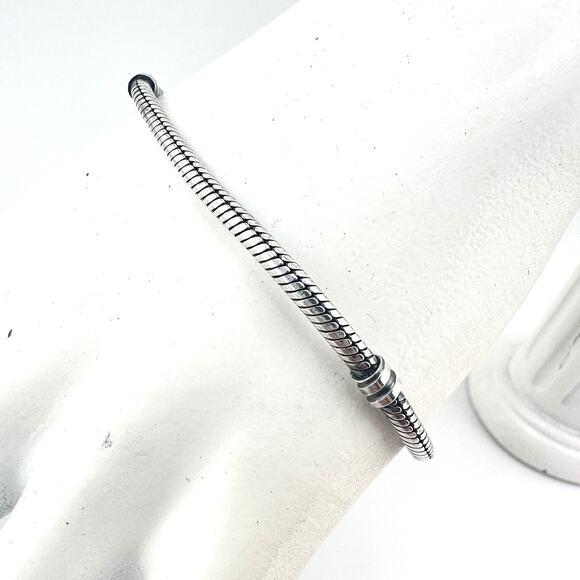 Pandora 925 Authentic Sterling Silver Snake Chain Charm 7” Bracelet - Picture 4 of 8